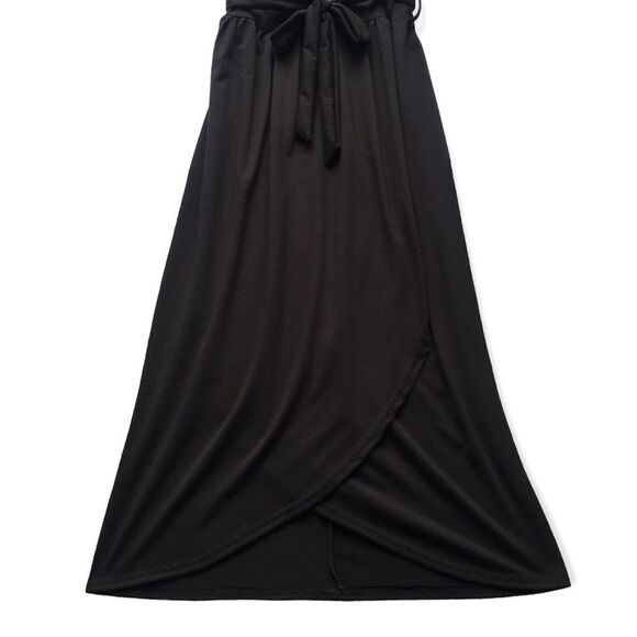 🔃Black Short Sleeve Front Split Midi Dress - Picture 6 of 8